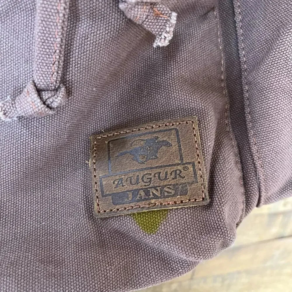 Augur Jans High Capacity Canvas Backpack Brown Leather Detail Rucksack